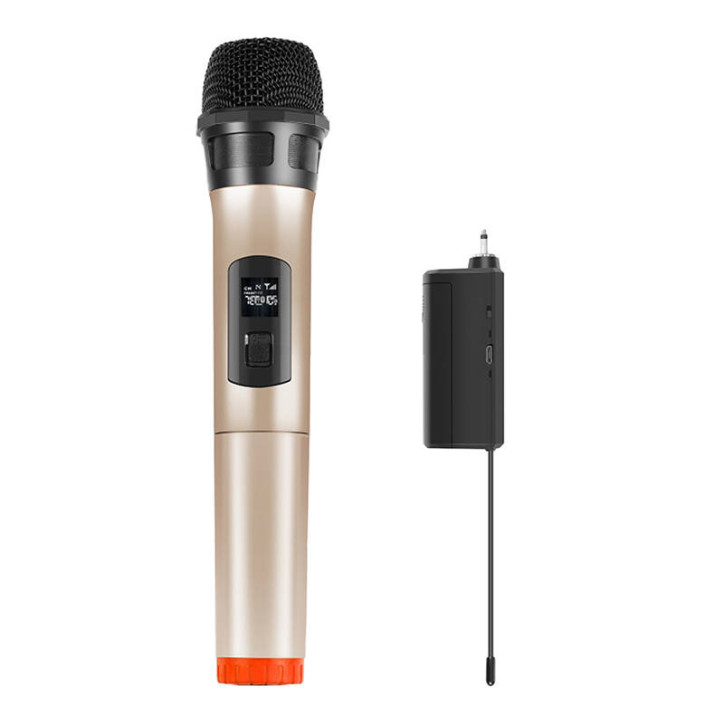 Wireless dynamic microphone UHF PULUZ PU628J 3.5mm (gold) Wireless dynamic microphone UHF PULUZ PU628J 3.5mm (gold)
