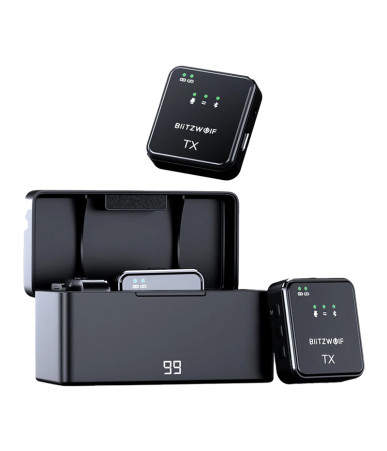 BlitzWolf BW-SX63 Wireless Microphone, 1000mAh, Nero