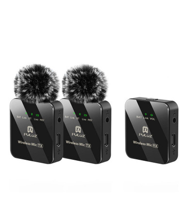Microfono Lavalier Wireless PULUZ 2 TX + 1 RX