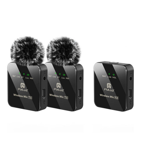 Microfono Lavalier Wireless PULUZ 2 TX + 1 RX