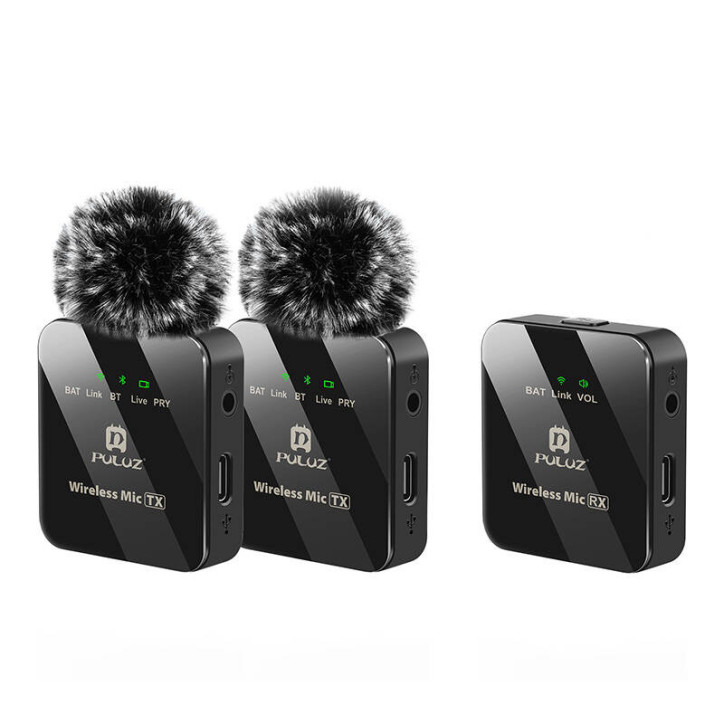 Microfono Lavalier Wireless PULUZ 2 TX + 1 RX Microfono Lavalier Wireless PULUZ 2 TX + 1 RX