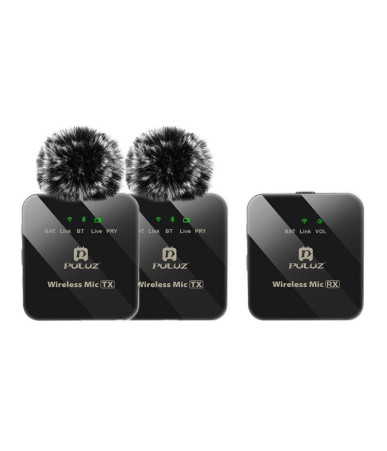 Microfono Lavalier Wireless PULUZ 2 TX + 1 RX