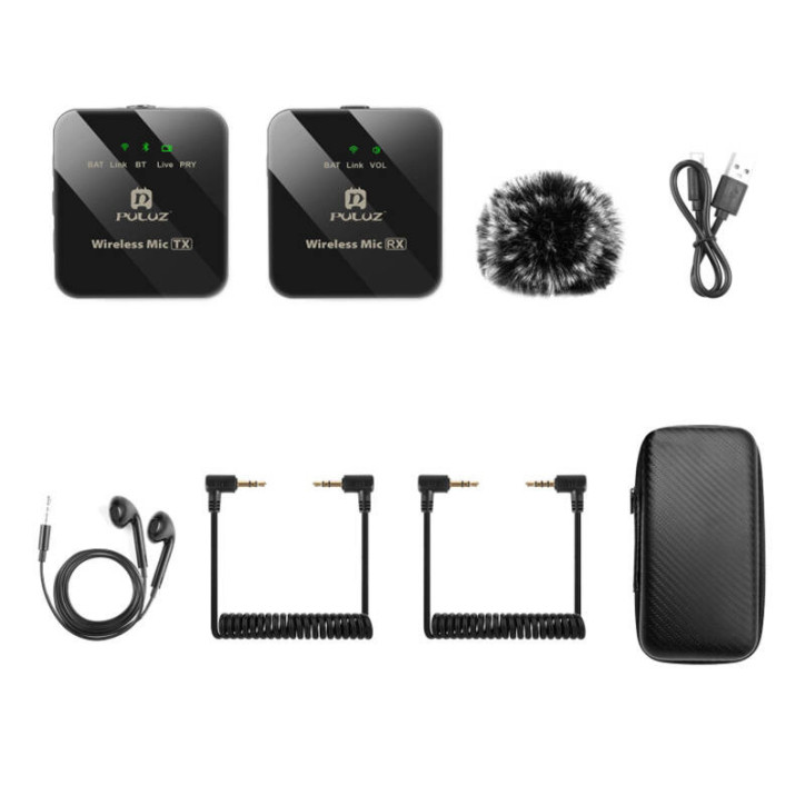 Microfono Lavalier Wireless PULUZ 2 TX + 1 RX Microfono Lavalier Wireless PULUZ 2 TX + 1 RX