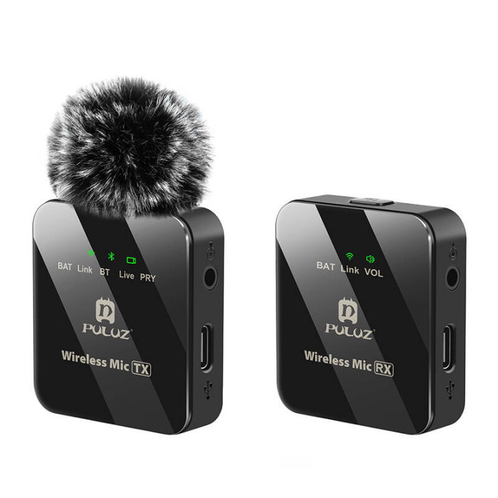 Microfono Lavalier Wireless PULUZ 1 TX + 1 RX