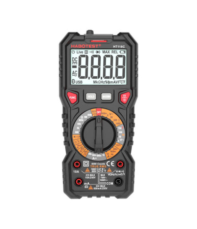 Multimetro Digitale Habotest HT118C True RMS NCV Batteria Torcia