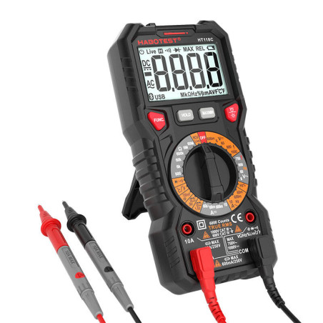 Multimetro Digitale Habotest HT118C True RMS NCV Batteria Torcia
