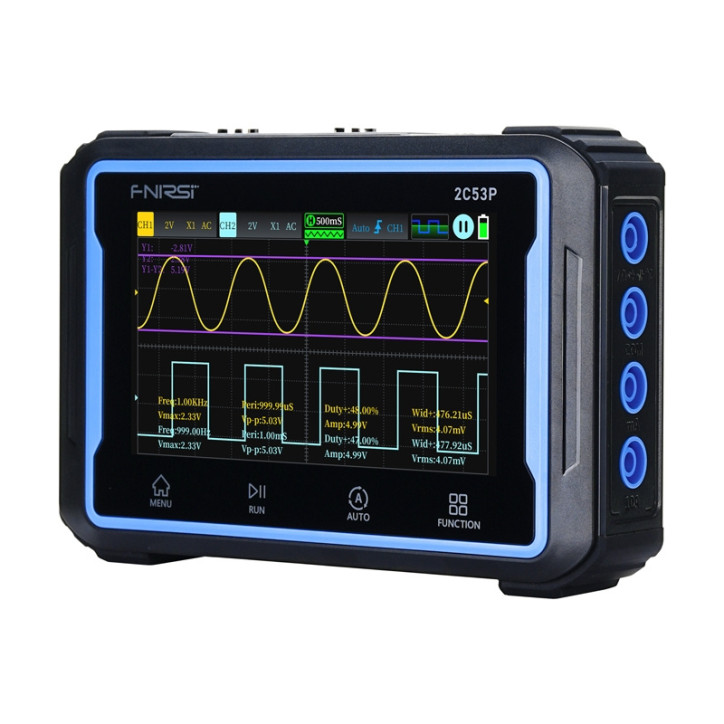 Portable 3-in-1 FNIRSI 2C53P 4.3" touchscreen oscilloscope