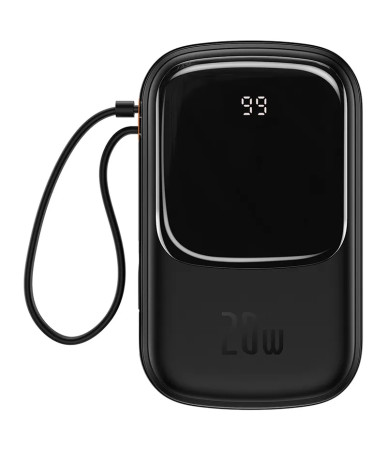 Powerbank Baseus Qpow PRO 20000mAh, 20W con cavo Lightning, USB-C e USB (Nero)