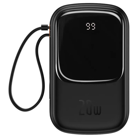 Powerbank Baseus Qpow PRO 20000mAh, 20W con cavo Lightning, USB-C e USB (Nero)
