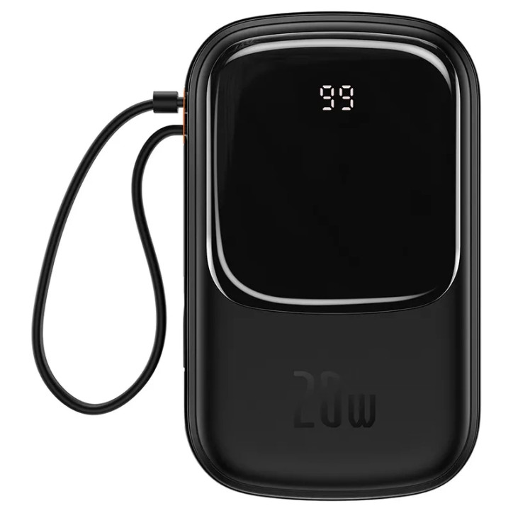 Powerbank Baseus Qpow PRO 20000mAh, 20W con cavo Lightning, USB-C e USB (Nero)