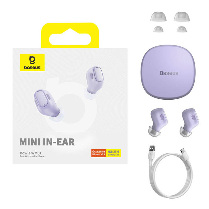 Baseus Bowie WM01 True Wireless Earphones Viola
