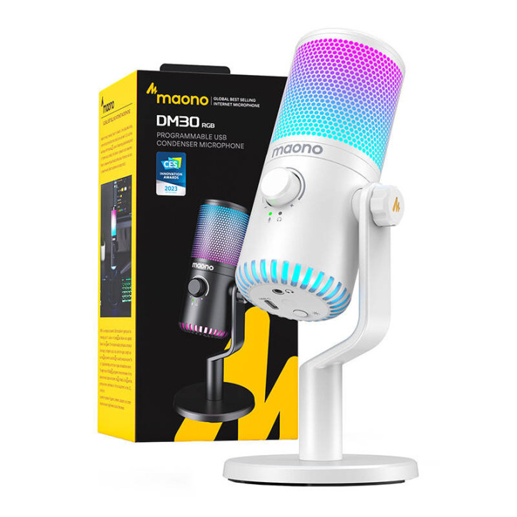 Microfono Gaming Maono DM30RGB (Bianco)