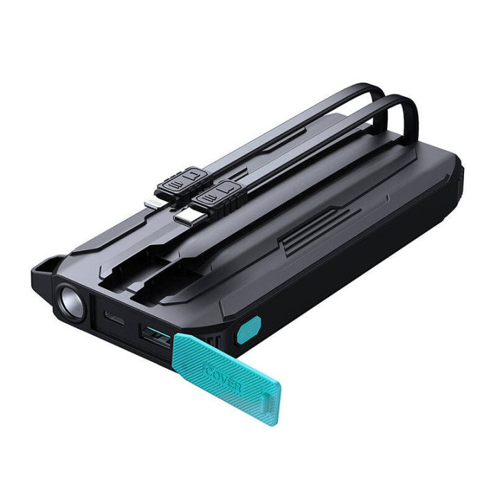 Powerbank Joyroom JR-L017 10000mAh, 22.5W, with Lightning + USB-C cable (black)