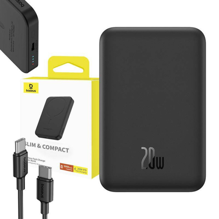 Powerbank Magnetico Mini Baseus 5000mAh, USB-C 20W (Nero)