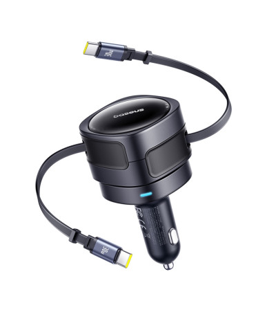 Caricatore da auto Baseus Enjoyment Max con cavi USB-C+USB-C 60W Nero