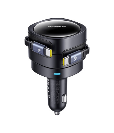 Caricatore da auto Baseus Enjoyment Max con cavi USB-C+USB-C 60W Nero