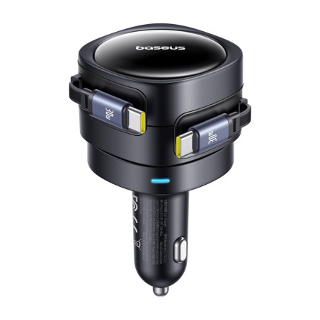 Baseus Enjoyment Max car charger with USB-C+USB-C cables 60W Black