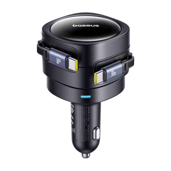 Baseus Enjoyment Max car charger with USB-C+USB-C cables 60W Black