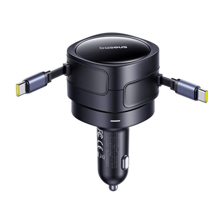 Caricatore da auto Baseus Enjoyment Max con cavi USB-C+USB-C 60W Nero