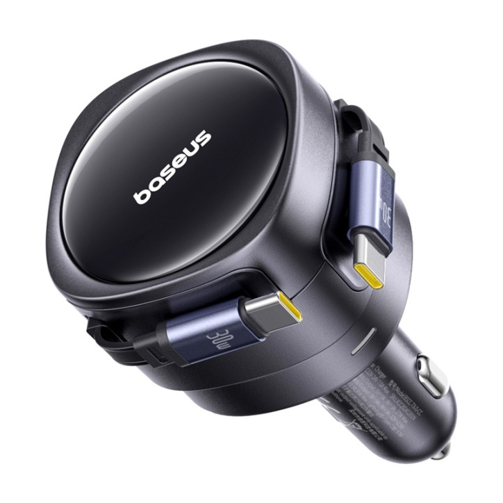 Baseus Enjoyment Max car charger with USB-C+USB-C cables 60W Black