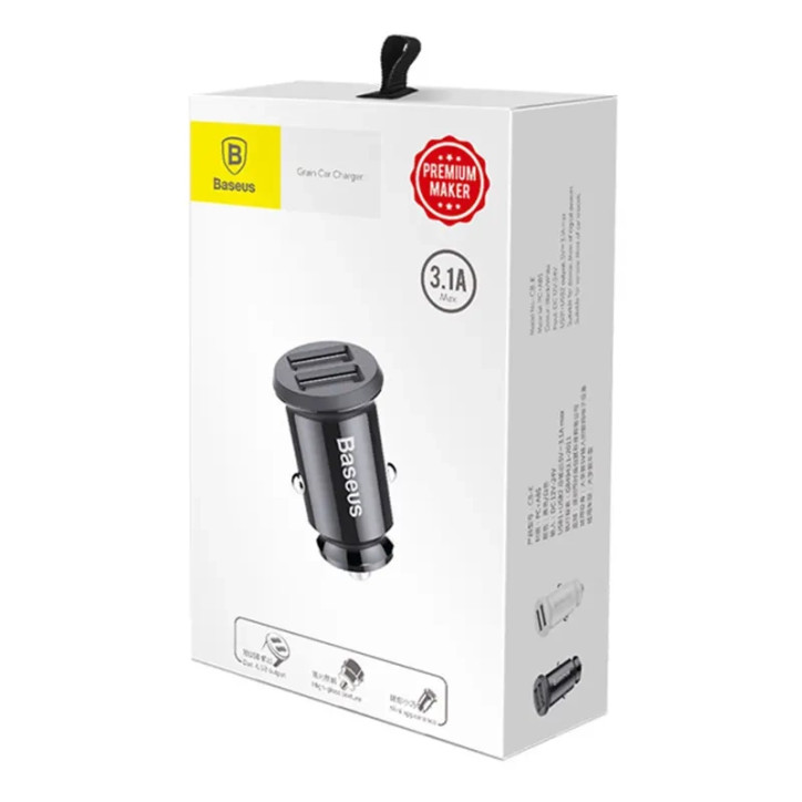 Baseus Grain Car Charger 2x USB 5V 3.1A Nero