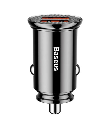 Baseus Circular 2xUSB QC3.0 30W Car Charger Nero