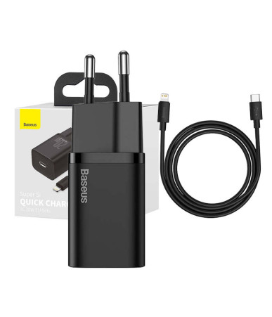 Baseus Super Si Quick Charger 1C 20W with USB-C cable for Lightning 1m (black)