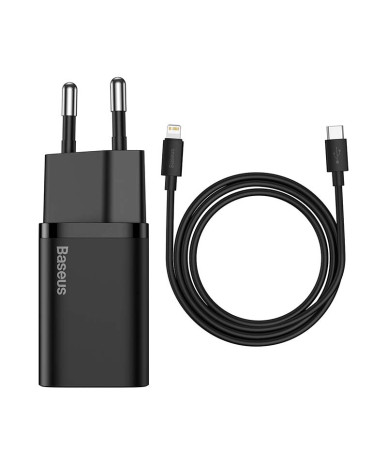 Baseus Super Si Quick Charger 1C 20W con cavo USB-C Lightning 1m Nero
