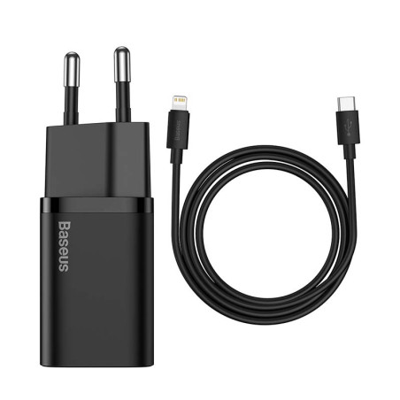 Baseus Super Si Quick Charger 1C 20W con cavo USB-C Lightning 1m Nero
