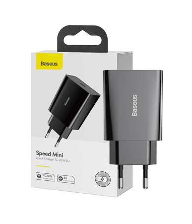 Baseus Speed Mini Quick Charger, USB-C, PD, 3A, 20W (black)