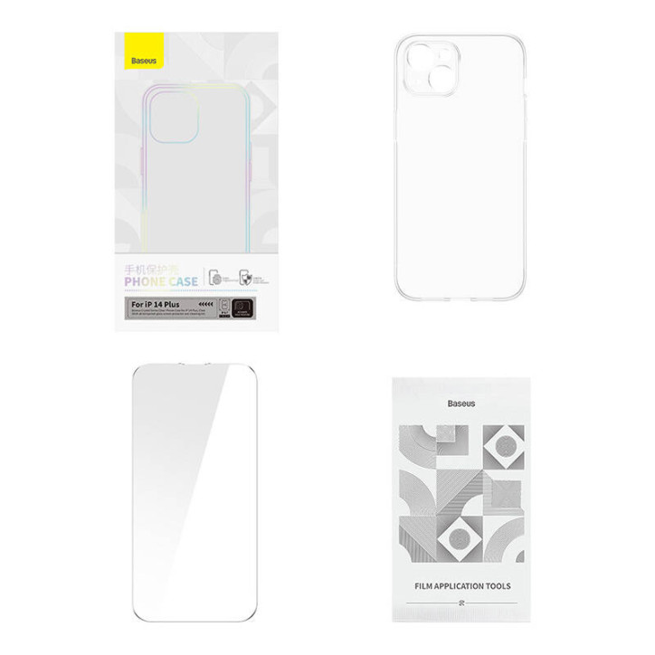 Baseus Crystal Series Cover per iPhone 14 Plus con Vetro Temperato Nero