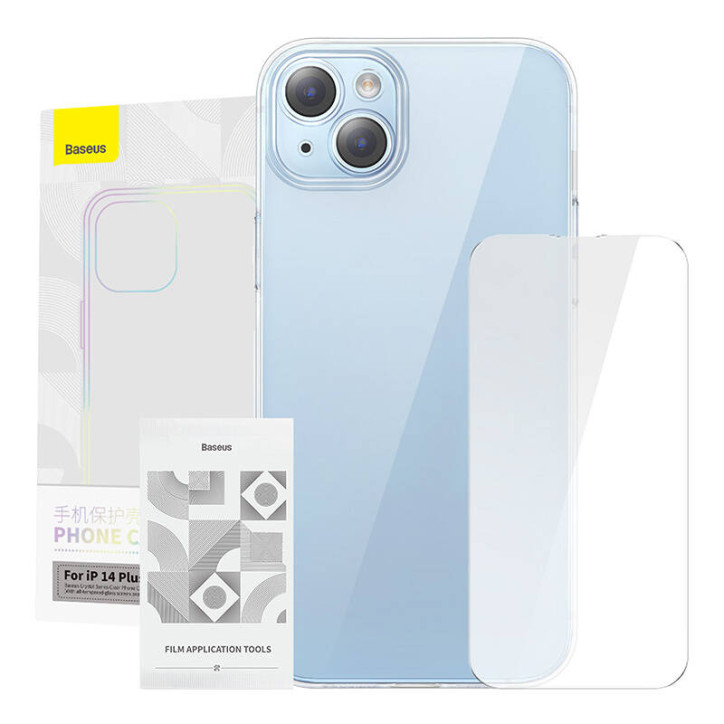 Baseus Crystal Series Cover per iPhone 14 Plus con Vetro Temperato Nero