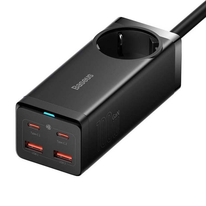 Baseus GaN3 Pro Ciabatta Elettrica 100W 2xUSB-C + 2xUSB-A + AC Nero