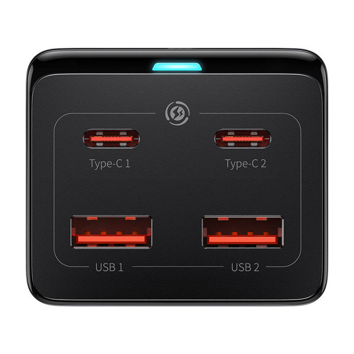 Baseus GaN3 Pro Caricatore da Muro / Multipresa 2xUSB + 2xUSB-C + AC, 100W (Nero)