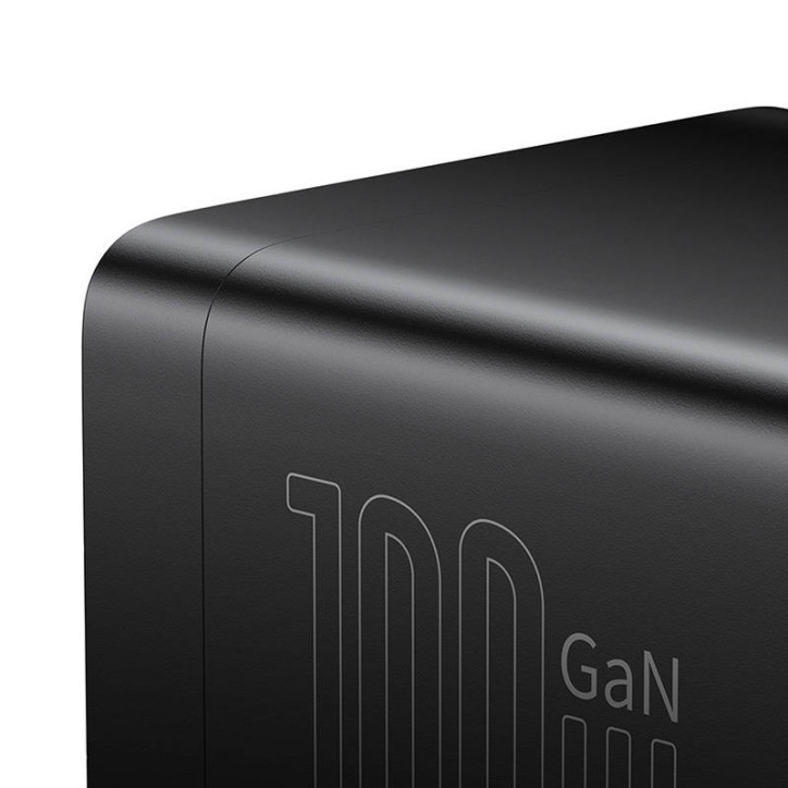 Baseus GaN3 Pro Caricatore da Muro / Multipresa 2xUSB + 2xUSB-C + AC, 100W (Nero)
