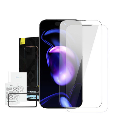 Baseus Crystal Vetro Temperato 0.3mm per iPhone 14 Pro Max (2pz)