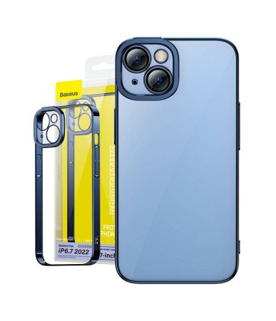 Baseus Glitter Cover Trasparente e Vetro Temperato per iPhone 14 Plus (Blu)