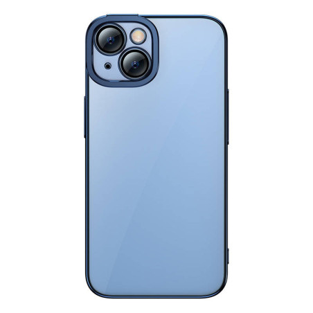 Baseus Glitter Set Cover Trasparente e Vetro Temperato per iPhone 14 Plus Blu