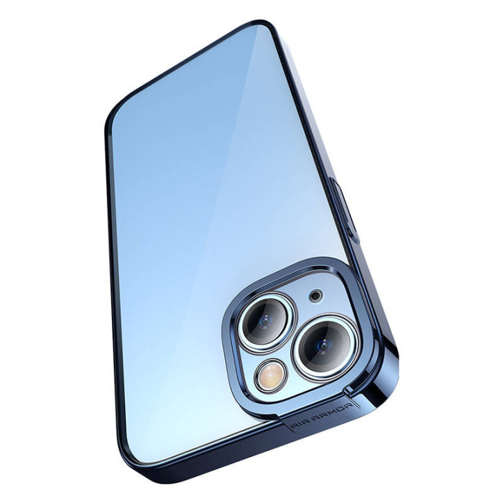 Baseus Glitter Cover Trasparente e Vetro Temperato per iPhone 14 Plus (Blu)