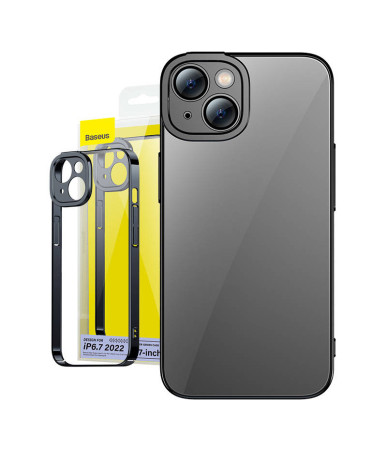 Baseus Glitter Transparent Case and Tempered Glass set for iPhone 14 Plus (black)