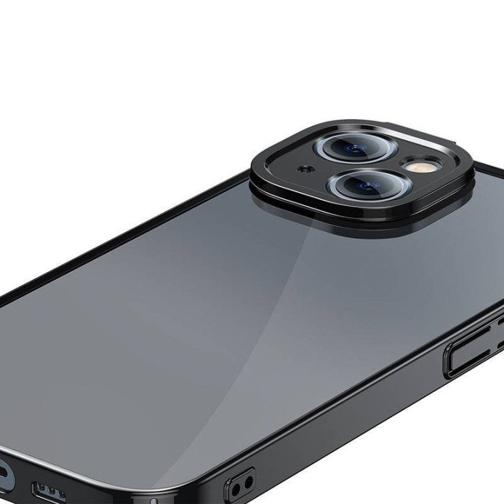 Baseus Glitter Custodia Trasparente e Vetro Temperato per iPhone 14 Plus Nero