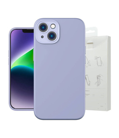 Baseus Cover in Silicone per iPhone 14 Plus (Lavanda) + Vetro Temperato + Kit Pulizia
