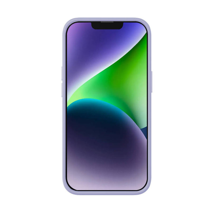 Baseus Liquid Silica Gel Case per iPhone 14 Plus Lavanda con Vetro Temperato e Kit Pulizia