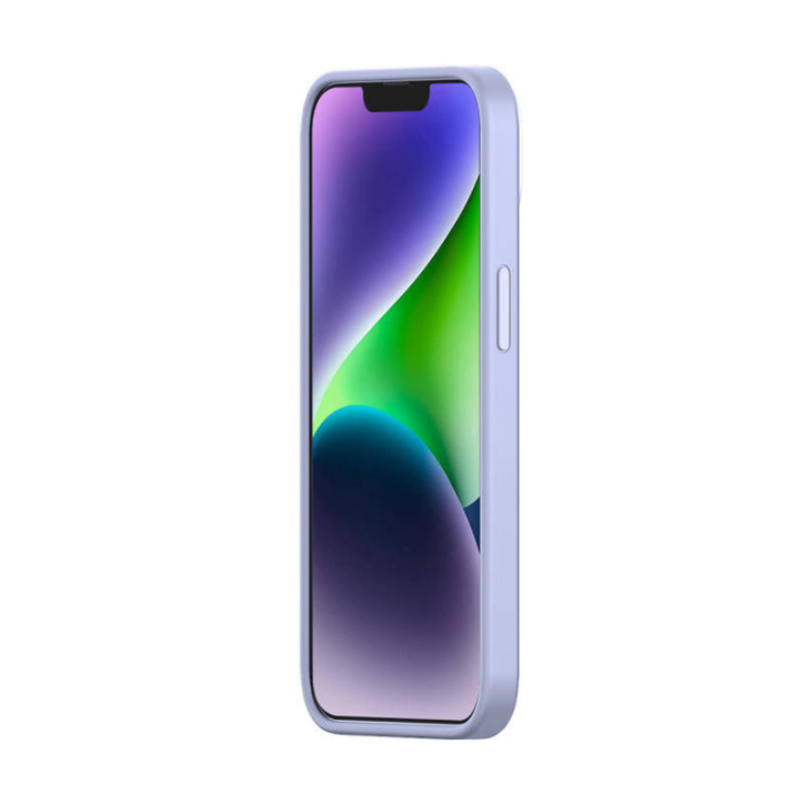 Baseus Liquid Silica Gel Case per iPhone 14 Plus Lavanda con Vetro Temperato e Kit Pulizia