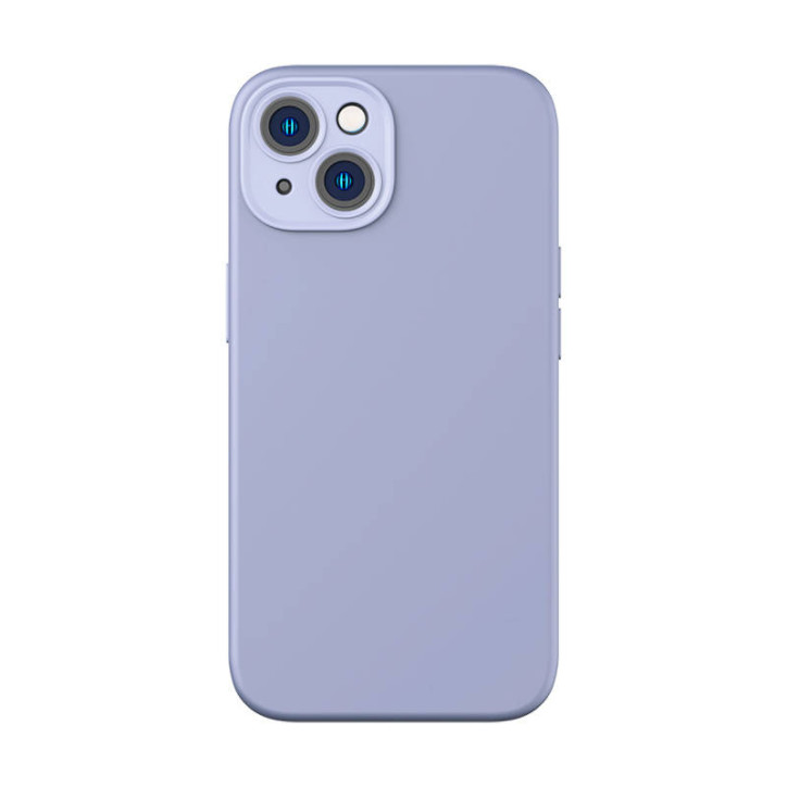 Baseus Liquid Silica Gel Case per iPhone 14 Plus Lavanda con Vetro Temperato e Kit Pulizia