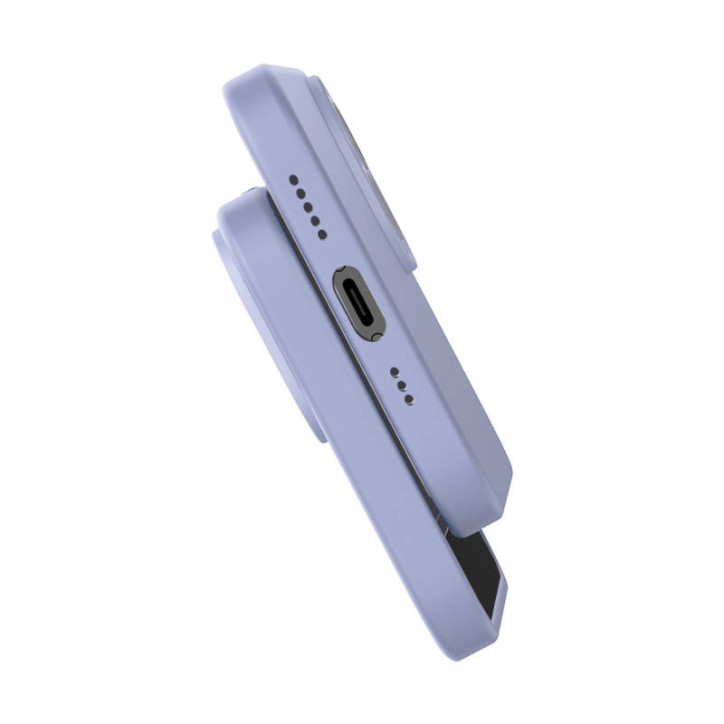 Baseus Liquid Silica Gel Case per iPhone 14 Plus Lavanda con Vetro Temperato e Kit Pulizia