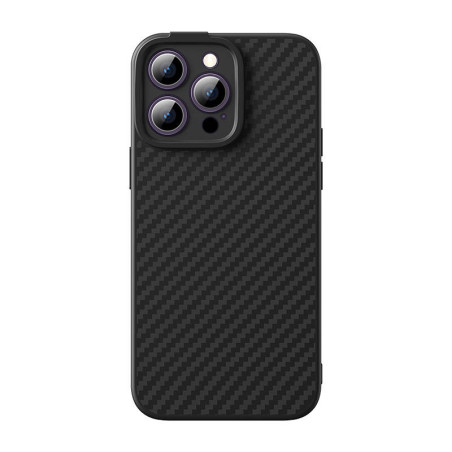 Baseus Synthetic Fiber Series Cover iPhone 14 Pro Nero con Vetro Temperato