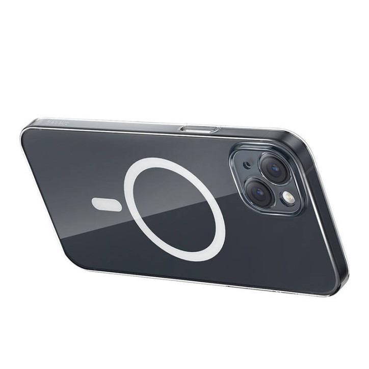Cover Baseus Magnetic Crystal Clear per iPhone 13 (Trasparente) con proteggi schermo in vetro temperato e kit pulizia