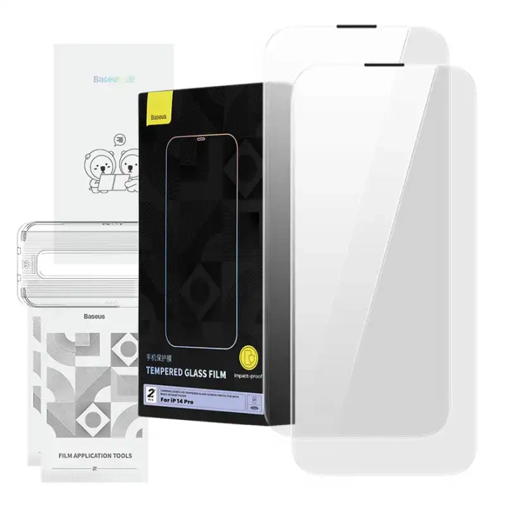Vetro Temperato Baseus Corning per iPhone 14 Pro con filtro antipolvere integrato