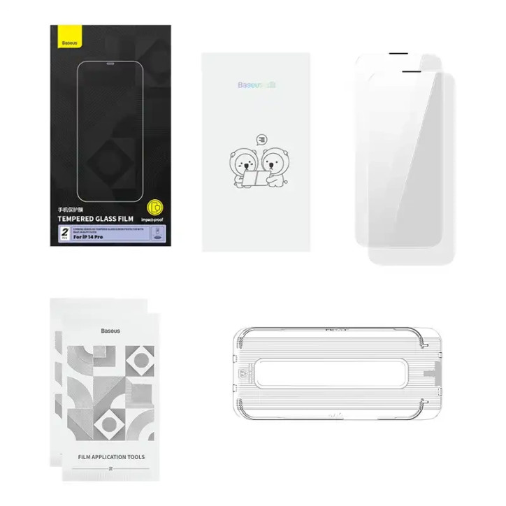 Vetro Temperato Baseus Corning per iPhone 14 Pro con filtro antipolvere integrato